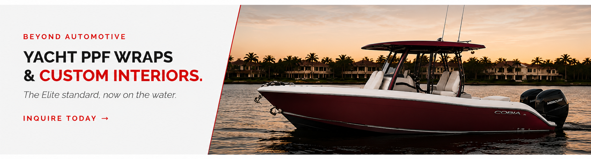 Beyond Automotive — Yacht PPF Wraps & Custom Interiors. The Elite standard, now on the water. Inquire Today.
